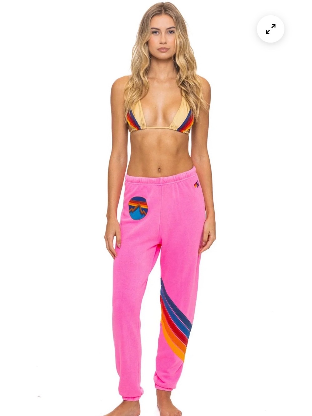 Aviator Nation All Seasons Circle Chevron sweatpants neon pink S